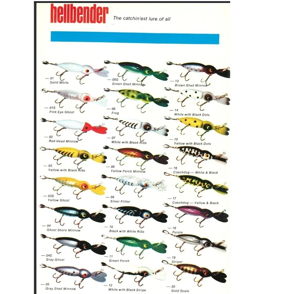 Whopper Stopper Hellbender Fishing Lures Vintage Lot of 4 4 Colorways